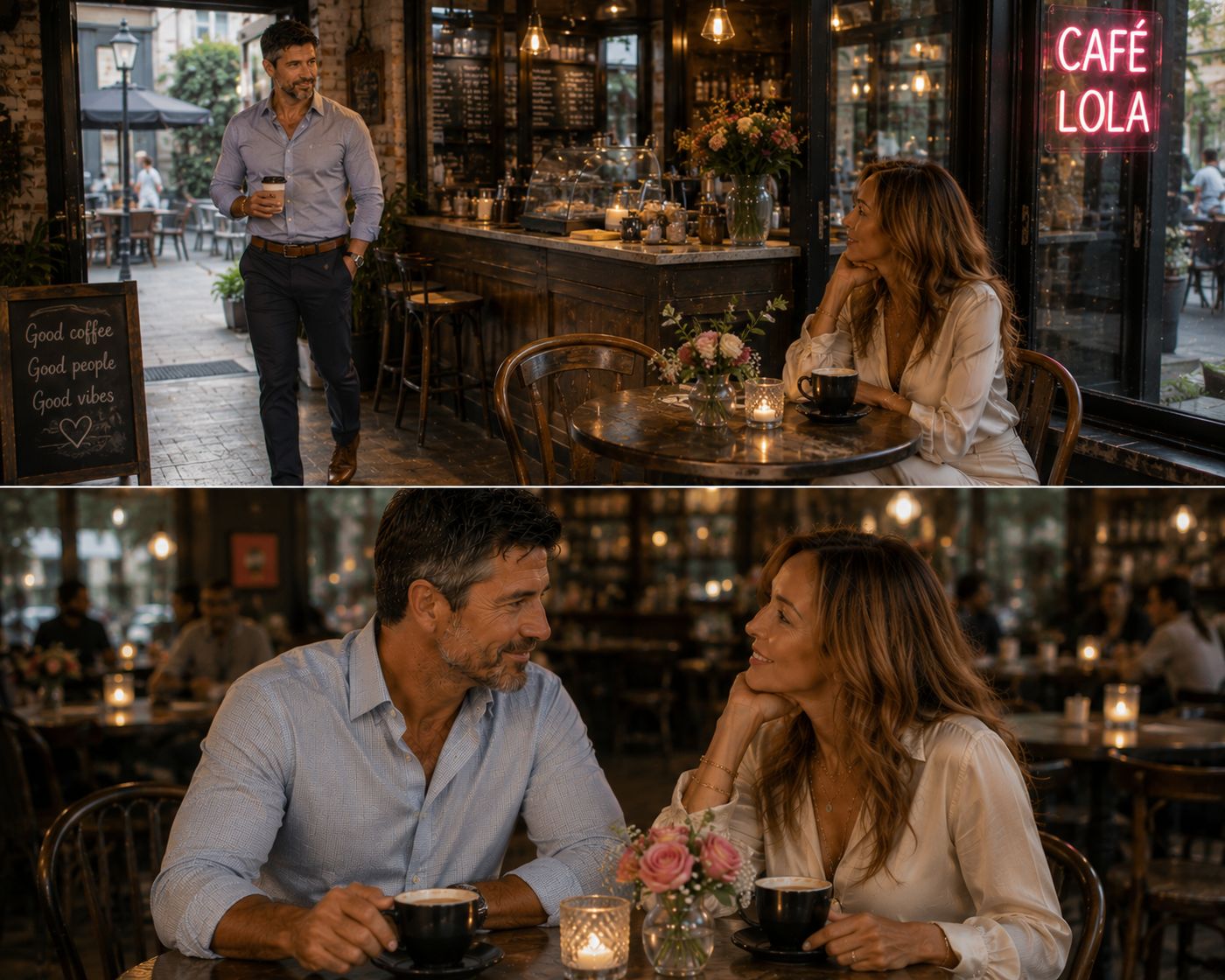 Collage of cozy café moments