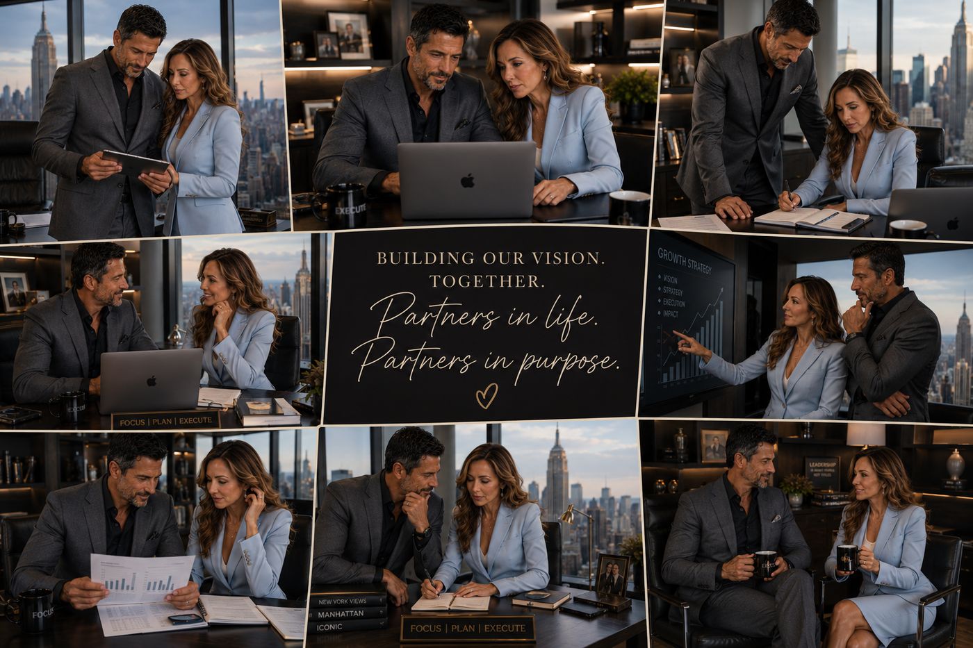 Vision board collage titled Partners in Life, Partners in Purpose