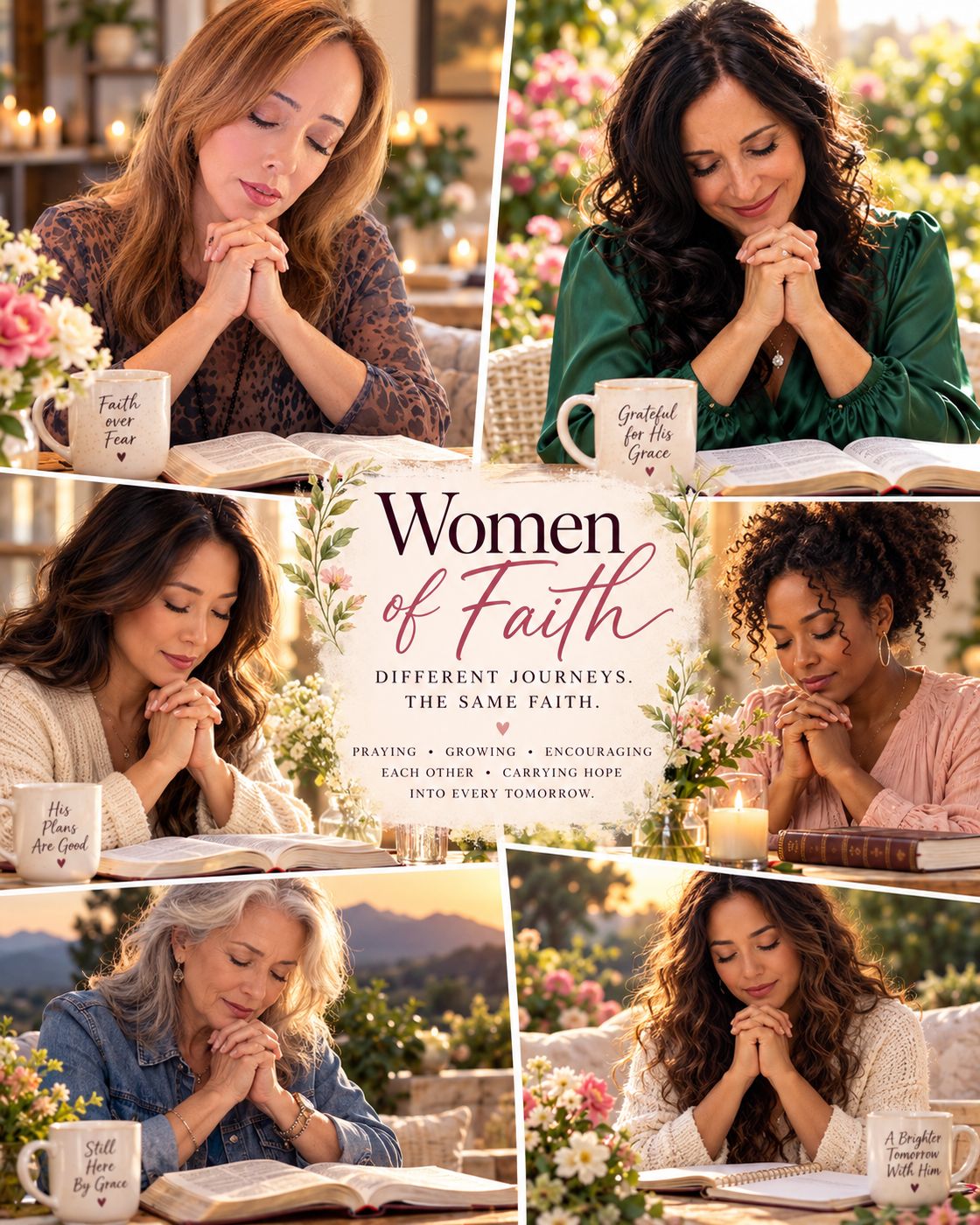 Collage of women of faith praying
